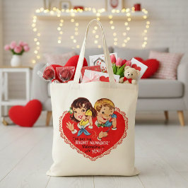 Retro Boy Girl aus den 50er Jahren Vintager Valent Tragetasche