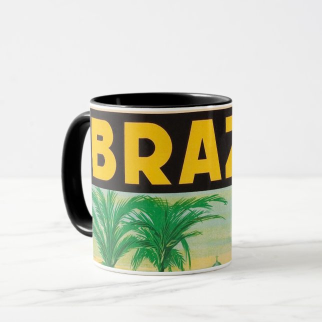 Retro-Brasilien-Tasse Tasse (Vorderseite Links)