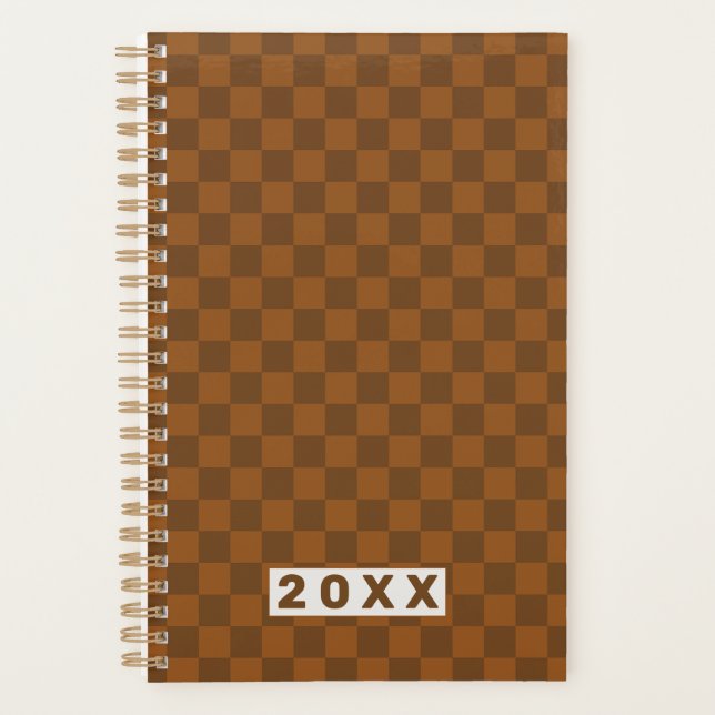 Retro Braun Karo 2026 Planer (Vorderseite)