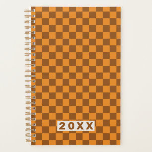 Retro Braun Orange Schachbrettmuster Planer