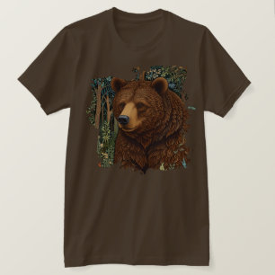Retro-Braunbärenkunst boho wald T-Shirt
