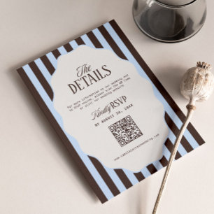 Retro Braune und Blaue Hochzeitsdetails RSVP Qr-Co Begleitkarte