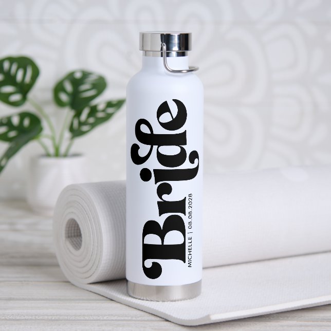 Retro-Braut-Typografie-Design Trinkflasche (Yoga)