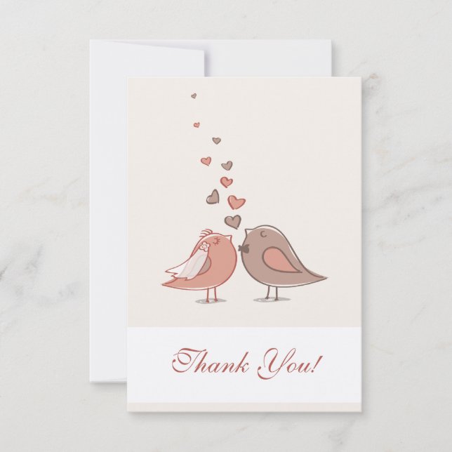 Retro Braut-und Bräutigam-Vögel danken Ihnen Dankeskarte (Vorderseite)