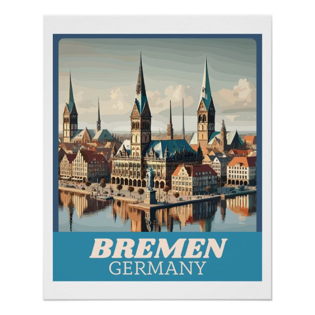 Retro Bremen Skyline Poster (Vorderseite)