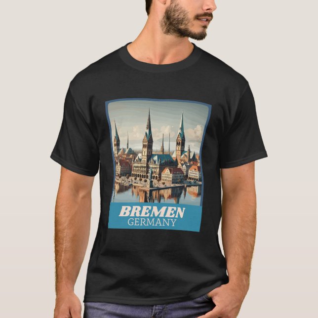 Retro Bremen Skyline T-Shirt (Vorderseite)