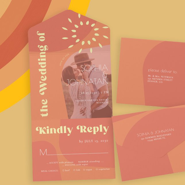 Retro Brennen Orangen fett FOTO uAwg Hochzeit All In One Einladung (Von Creator hochgeladen)