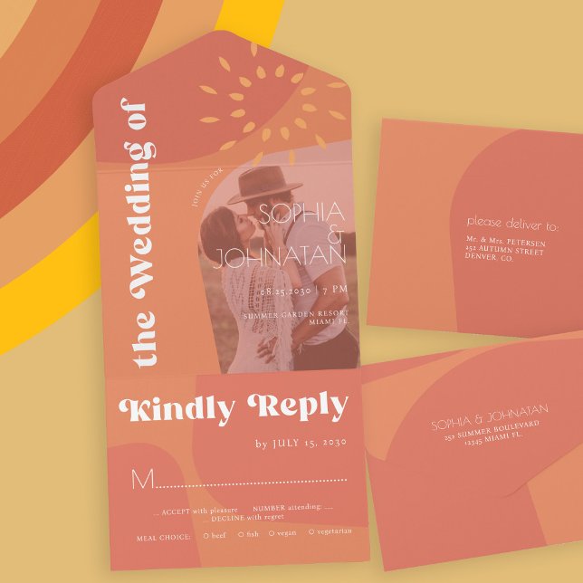 Retro Brennen Orangen fett FOTO uAwg Hochzeit All In One Einladung (Von Creator hochgeladen)