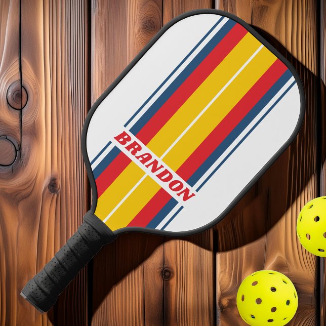 Retro-Bretterstreifen mit Namen Pickleball Schläger (Von Creator hochgeladen)
