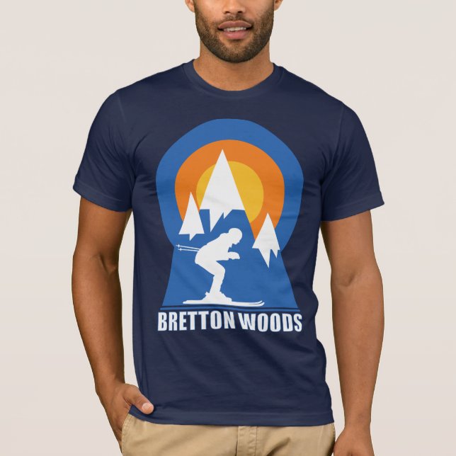 Retro Bretton Woods Mountain Ski Sunset T-Shirt (Vorderseite)