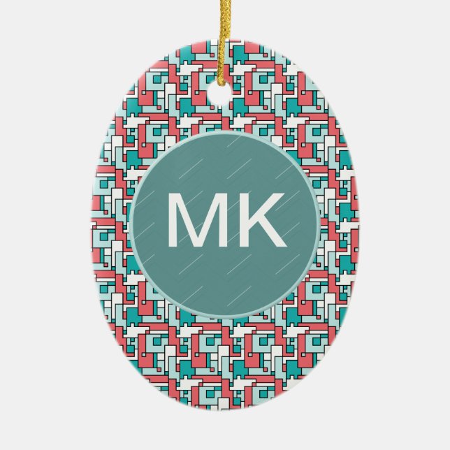 Retro Brick Muster Keramik Ornament (Vorne)