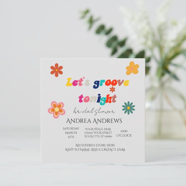 Retro Bridal Dusche Einladung (Stehend Vorderseite)