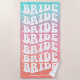 Retro Bride Pink Aqua Gradient Custom Strandtuch