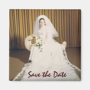 Retro Bride Save the Date Magnet