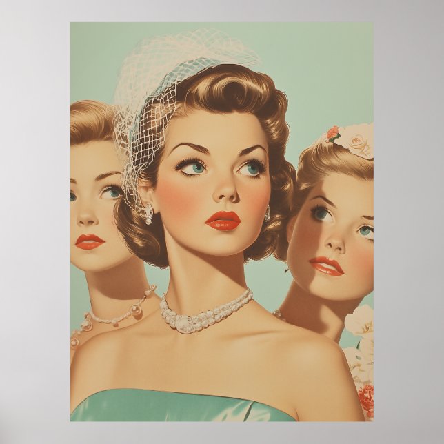 Retro Bridesmaiers in Style Poster (Vorne)