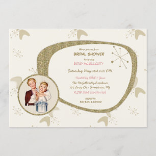 Retro Bridge 50er Mitte Jahrhundert Moderner Gold  Einladung