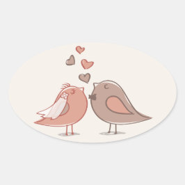 Retro Bridge und Groom Birds Geschenke Ovaler Aufkleber