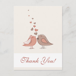 Retro Bridge und Groom Birds Vielen Dank Postkarte