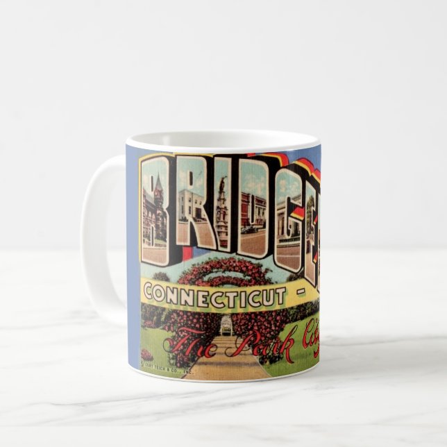 Retro Bridgeport CONN Postcard Tasse (Vorderseite Links)