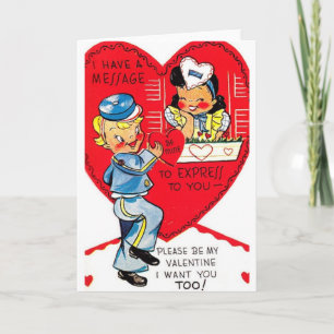 Retro-Briefträger-Valentinstagskarte Feiertagskarte