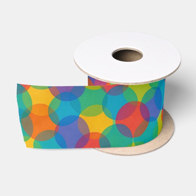 Retro Bright Colors Amorphes Formen Art Pattern Satinband (Spule)