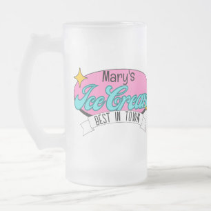 Retro Bright Colors fügen Name Ice Cream Floor hin Mattglas Bierglas