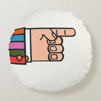 Retro Bright Fun Pointing Hand Round Pillow Rundes Kissen