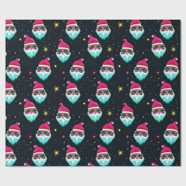 Retro Bright Pink Groovy Weihnachten Geschenkpapier (Flach)