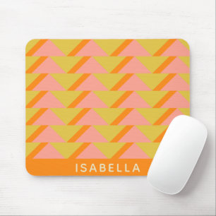 Retro Bright Yellow Orange Geometric Personalisier Mousepad