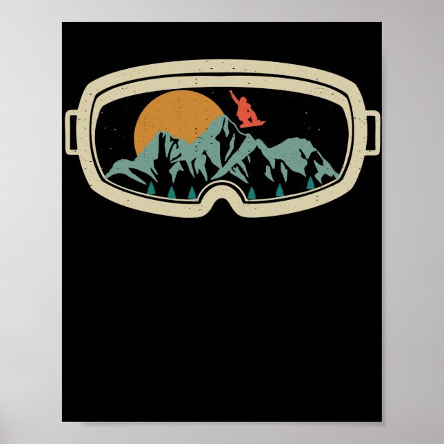 Retro-Brille Snowboarden Schnee Poster (Vorne)