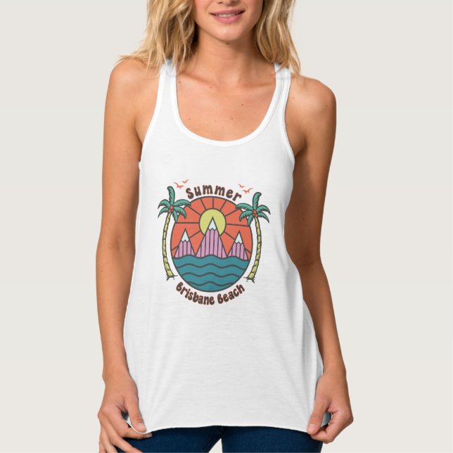 Retro Brisbane Beach Sunset Tank Top (Vorderseite)