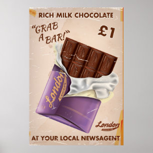 Retro britische Schokoladenwerbung. Poster