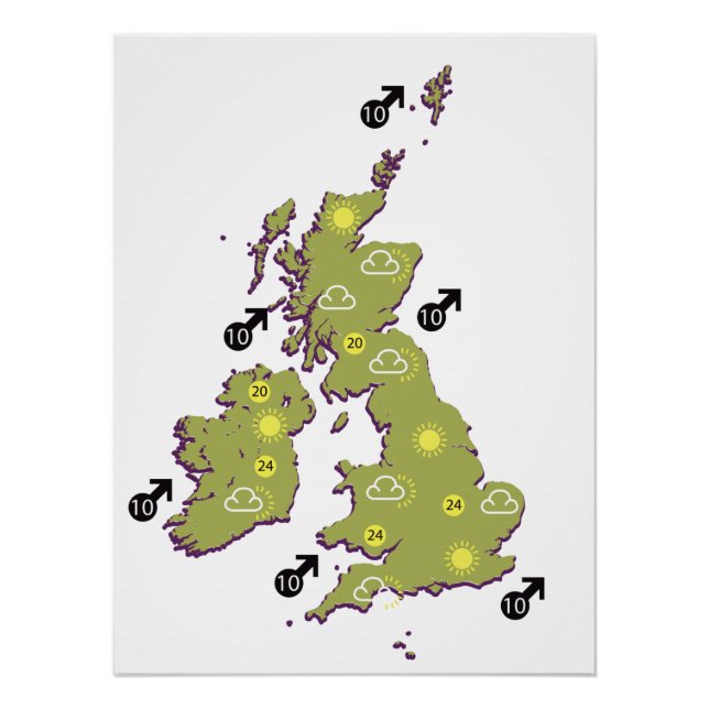 Retro British Isles Wetterkarte Poster (Vorderseite)