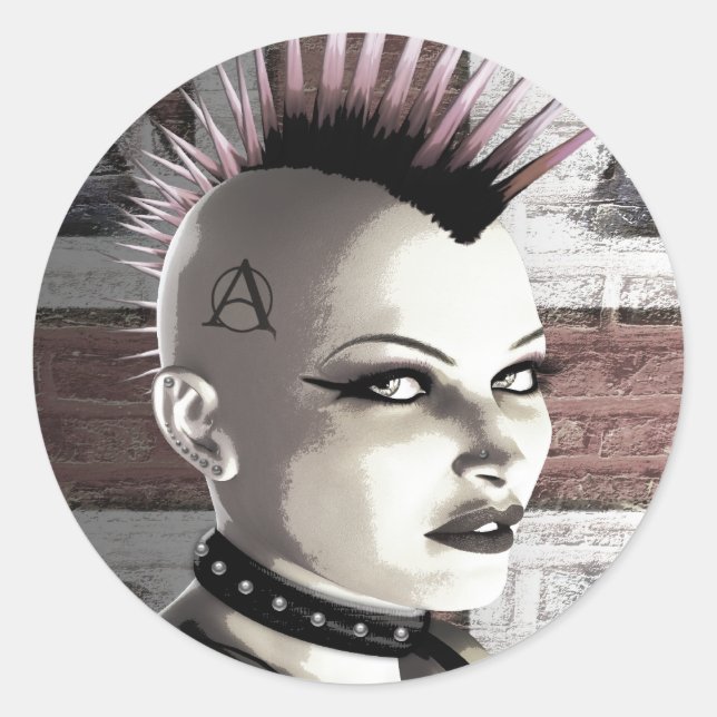 Retro British Punk Girl Stickers (Vorderseite)