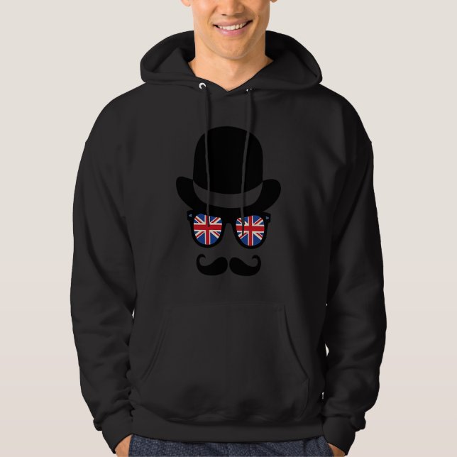 Retro British Union Jack Flag Sunglasses Hoodie (Vorderseite)