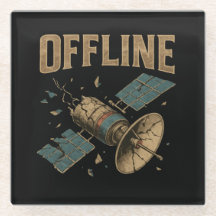 Retro Broken Satellite "OFFLINE" Space Art