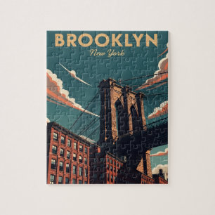 Retro Brooklyn Brücke New York City Skyline Puzzle