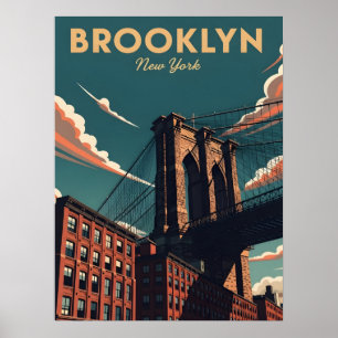 Retro Brooklyn überbrücken die New Yorker City-Sky Poster