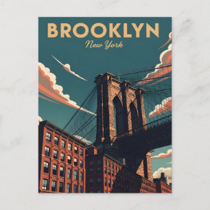 Retro Brooklyn überbrücken die New Yorker City-Sky Postkarte