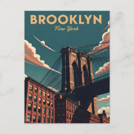 Retro Brooklyn überbrücken die New Yorker City-Sky Postkarte