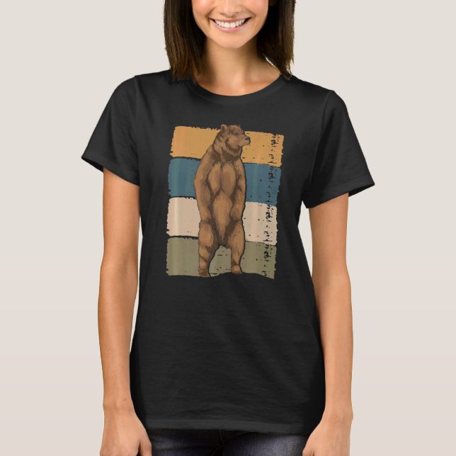 Retro Brown Bear Animal Wildlife Bär T-Shirt (Vorderseite)