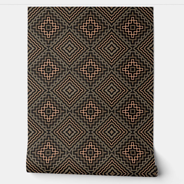 Retro Brown & Black Geometric Modern Classy Deko Tapete (Abrollen)