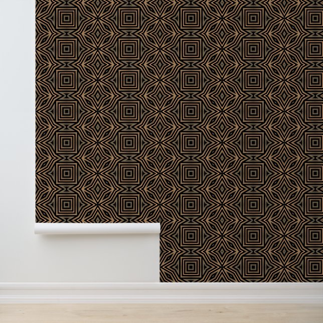 Retro Brown & Black Geometric Modern Classy Deko Tapete (Anwendung)