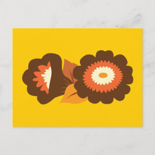 Retro-Brown-Blume Postkarte