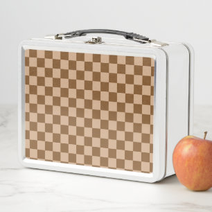 Retro Brown Checkered Metall Brotdose