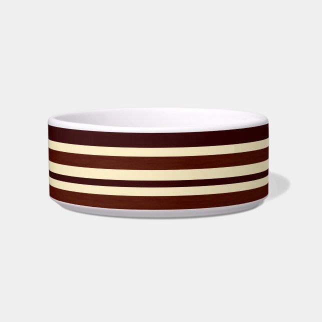 Retro Brown Cream Stripes Muster Pet Bowl Napf (Vorderseite)