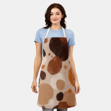 Retro Brown Dot Pattern All-Over Print Apron