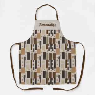 Retro Brown Geometric Muster Personalisiert Cookin Schürze