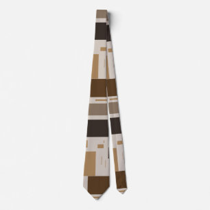 Retro Brown Geometric Pattern Men's Neck Tie Krawatte