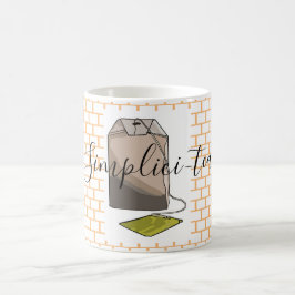 Retro Brown Green Tee Beutel auf Orange Bricks Kaffeetasse